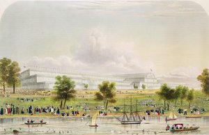 サーペンタイン、パブからのすべての国の偉大な展覧会の外観。 Reed and Co. 1851による（印刷）